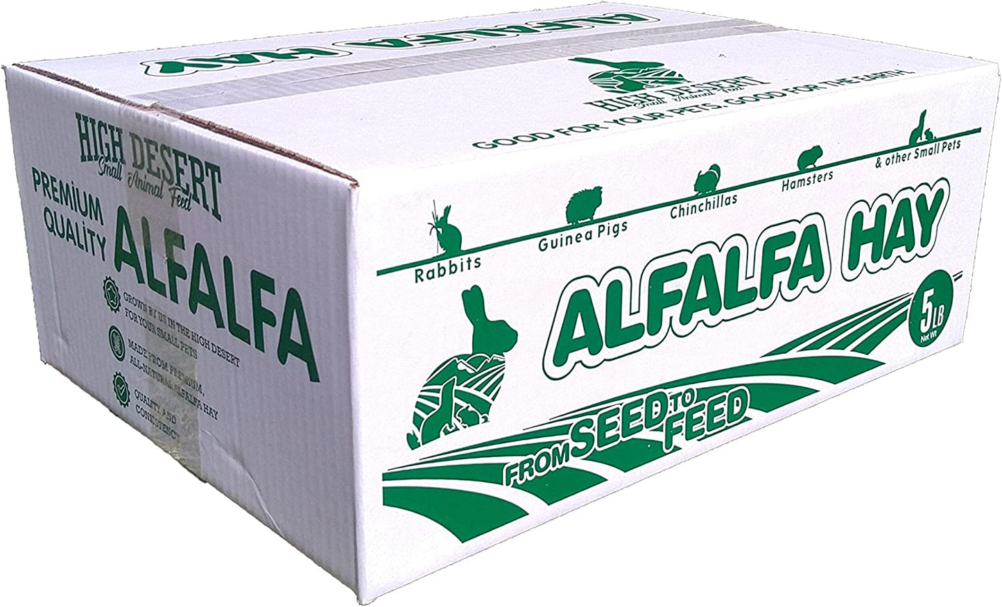 High Desert Alfalfa Hay - Dried Natural Alfalfa Hay for Rabbits, Guinea Pigs, Chinchillas, and Ferrets - Protein and Fiber Rich Food for Small Animals - Healthy Pet Food