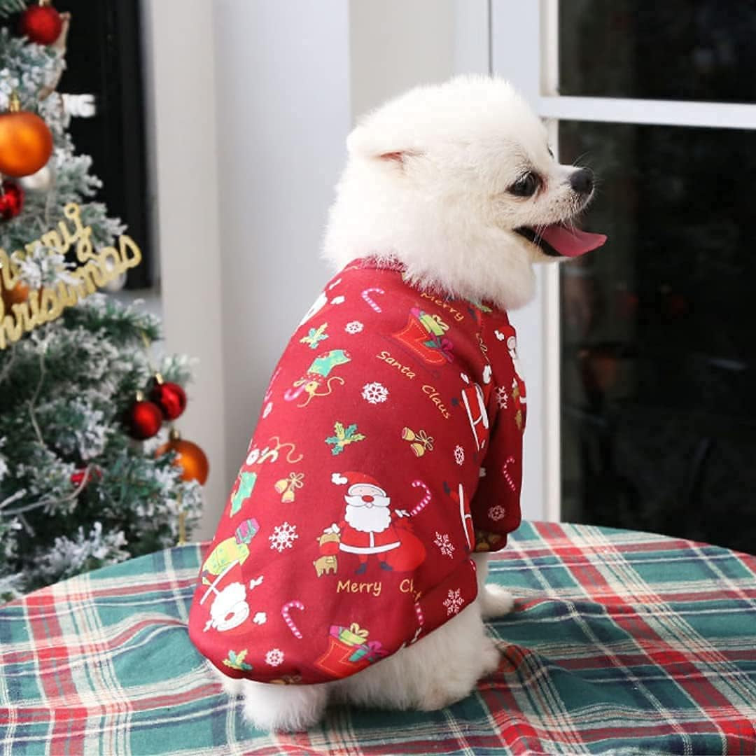 Christmas Sweatshirt for Dogs Puppy Pets Dog Clothes for Autumn and Winter (Christmas RED, X-Large)