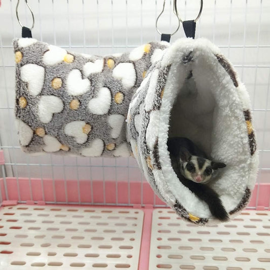 Love Hamster Play Tunnel Mouse Agility Tunnels Small Animals Toy Hunting and Resting Hammock Mice House Rats Bed Pet Cage Decoration Small Animals Warm Cotton Nest (Brown)