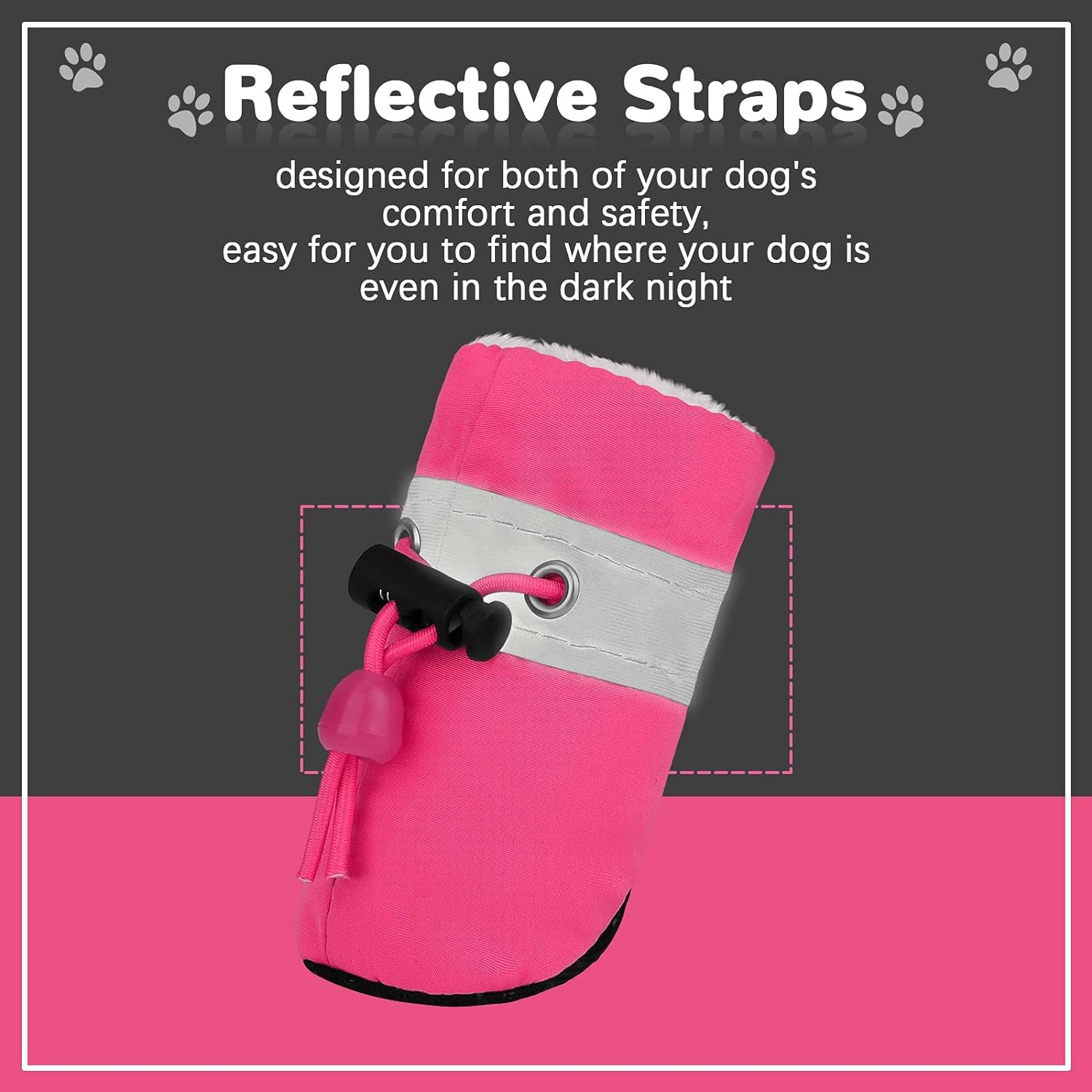 8 Pieces Dog Shoes Winter Warm Dog Paw Protector Anti-Slip Dog Boots with Reflective Straps for Dogs, Blue, Pink