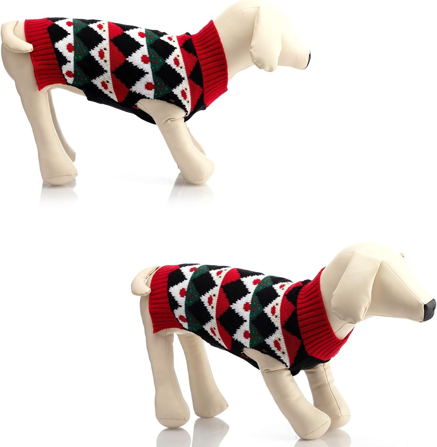 Medium Puppy Dog Cat Black and Red Knitwear Sweater for Dogs and Cats Soft Fleece Coat Vest Warm Dogs Shirt Winter Cold Weather Pet Clothes