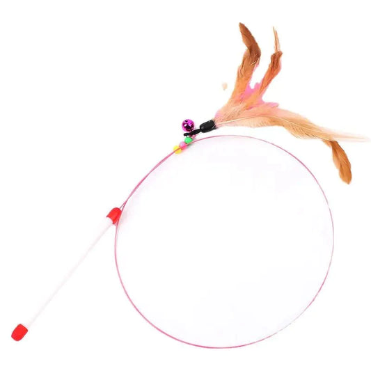 Cat Teaser Toy - Interactive Fishing Pole Toy with Bell for Indoor Cats to Play and Exercise