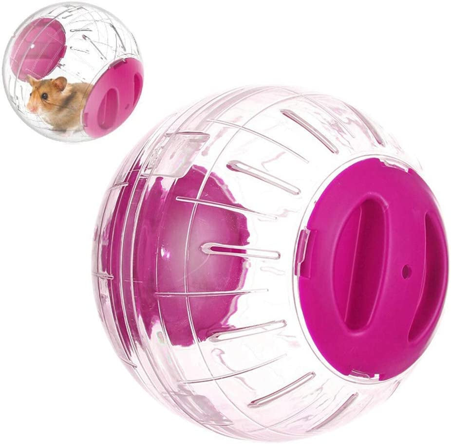 New Cute Hamster Running Ball 4.7 Inches Crystal Ball for Hamsters Small Silent Exercise Wheel Small Animals Cage Accessories Small Animal Pet Toys Ball Mouse Ball (Pink)