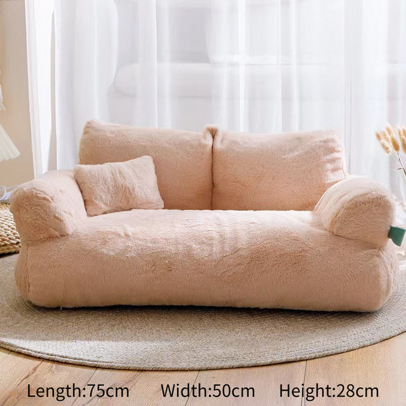 "Ultimate Comfort and Style: Premium Fur Pet Sofa Bed for Your Beloved Cat or Dog - Perfect for Summertime Relaxation!"