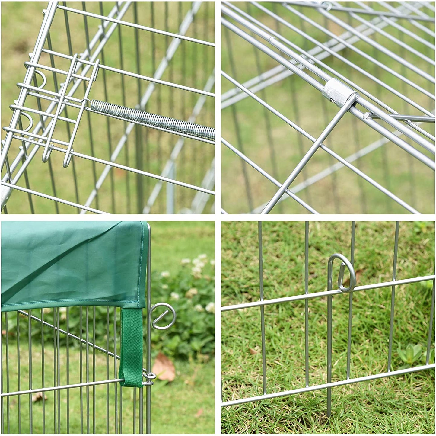 Catio Metal Chicken Run, 86.5" X 40.5" Portable Small Animal Playpen for Rabbit, Outdoor Dog Kennel with Water-Resistant Cover, Green