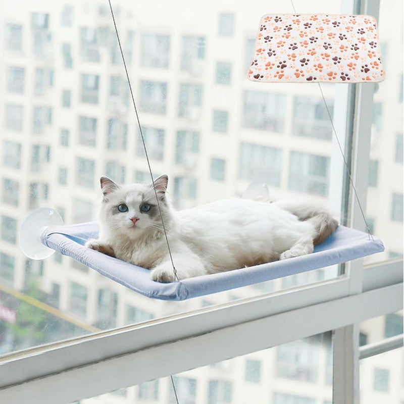 Cat Hammock Hanging Cat Bed Window Pet Bed for Cats Small Dogs Sunny Window Seat Mount with Blanket Bearing 20Kg Pet Accessories