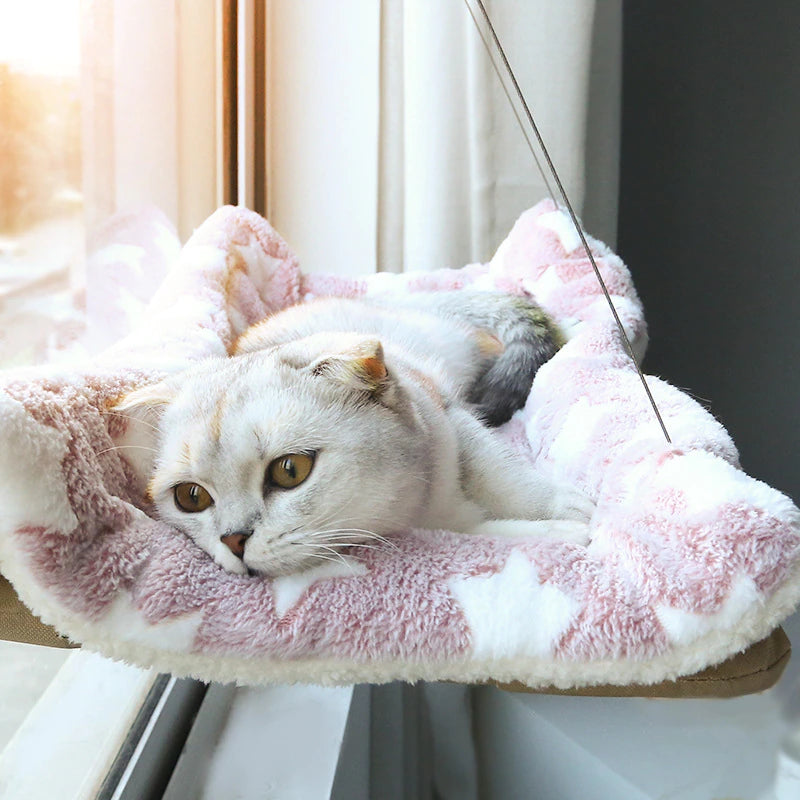 Cat Hammock Hanging Cat Bed Window Pet Bed for Cats Small Dogs Sunny Window Seat Mount with Blanket Bearing 20Kg Pet Accessories