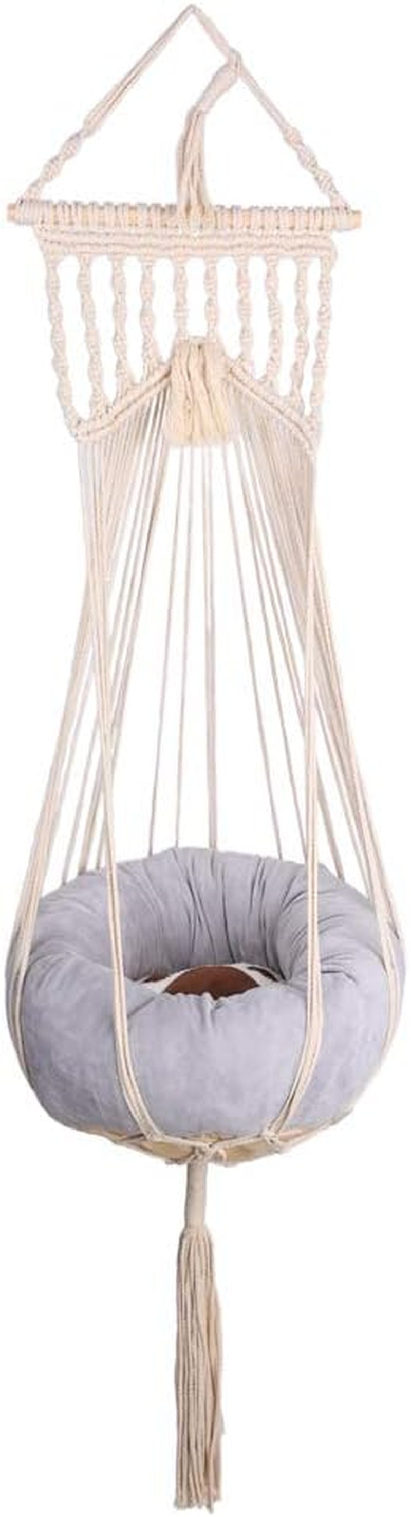 Macrame Cat Hammock Boho Interior Cat Bed (Beige)