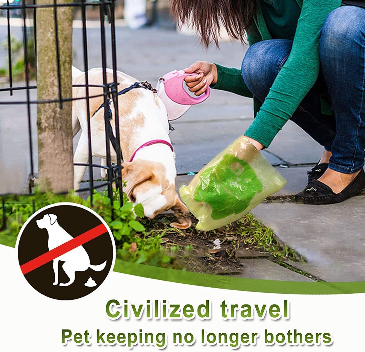 Dog Poop Bag Dispenser with Flashlight - Doggy Bag Holder, Leak-Proof Puppy Poop Bags, Extra Thick Strong Doggie Bags for Poop (120 Bags)