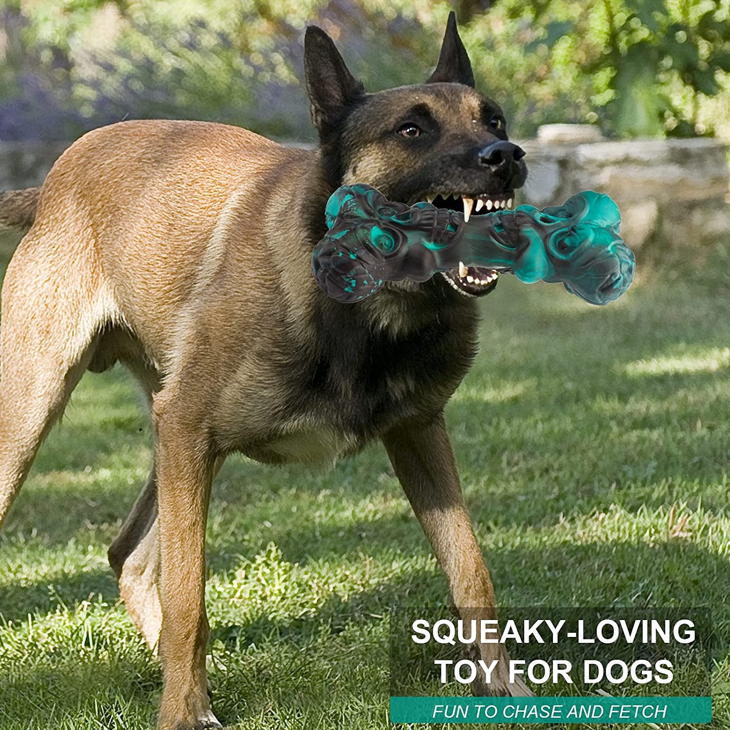 Squeaky Dog Toys for Aggressive Chewers, Indestructible Dog Chew Toy,Tough Dog Toys,Interactive Dog Bones,Natural Rubber Dogs-Teeth Cleaning Chews for Large/Medium Breed Dogs